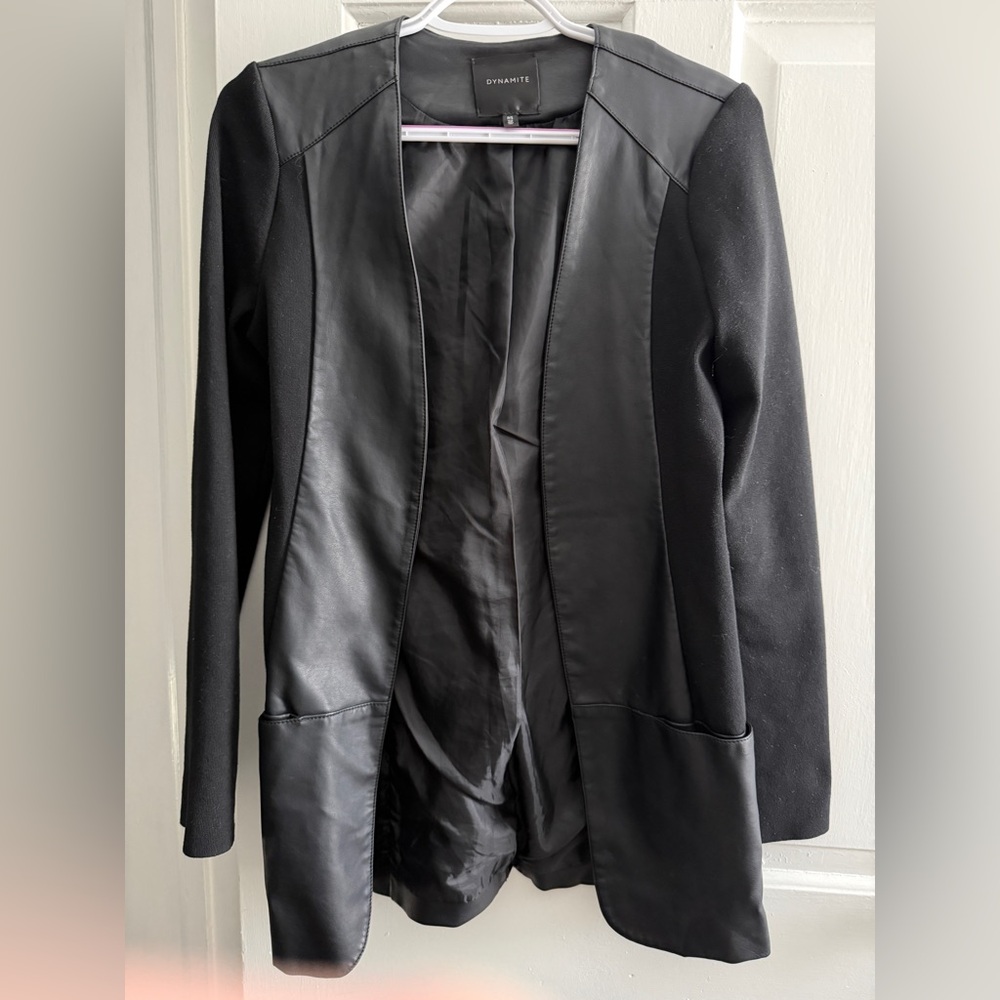 Dynamite Mixed Media Faux Leather Jacket